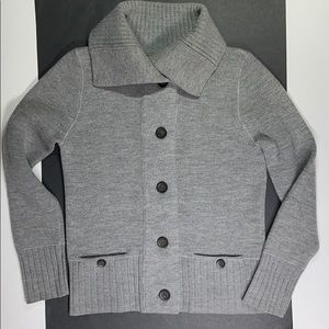 Y2K  J.Crew 100% Merino Wool High Collar Sweater Jacket w/Buttoned Front Pockets